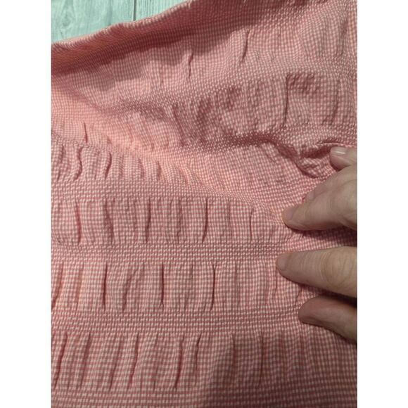 Antit Viscose Blend ON or Off Shoulder Micro Gingham Prarie Milkmaid Crop Top Sz - Picture 6 of 6